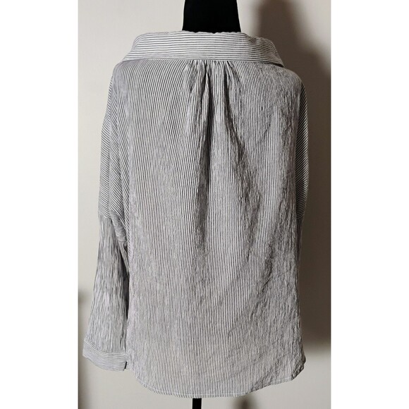 Sage The Label Women's Size M Pinstripe Off-Shoulder Blouse Shrug‎ Top - Picture 2 of 5